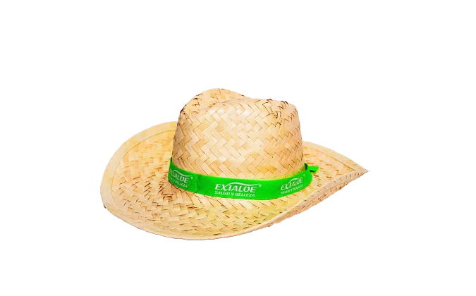 Chapéu de palha com fita verde