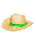 Straw hat with green ribbon